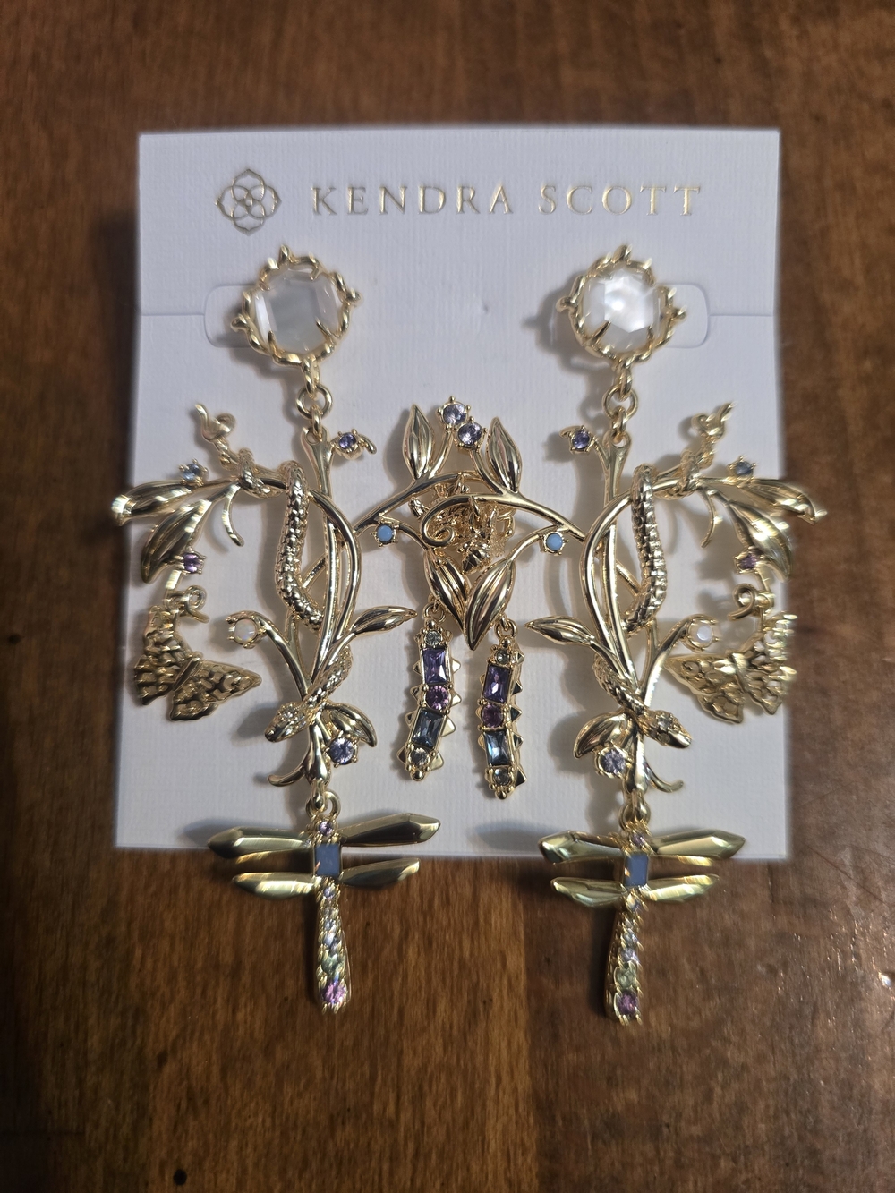 Kendra Scott Gold Floral Dragonfly Statement Earrings - Gold